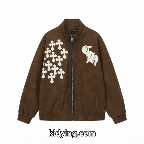 クロムハーツ コピー 高級 クール スエードジャケット クロスデザイン ジップアップ CHROME HEARTS-1