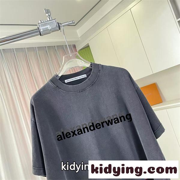 アレキサンダーワン コピー ロゴTシャツ Alexander wang ミニマルデザイン オーバーフィット シンプル-4