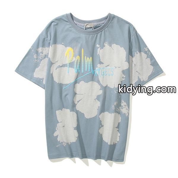 青空白雲プリントカジュアルからストリートまでデイリーコーデPalm Angles半袖ｔシャツ-0