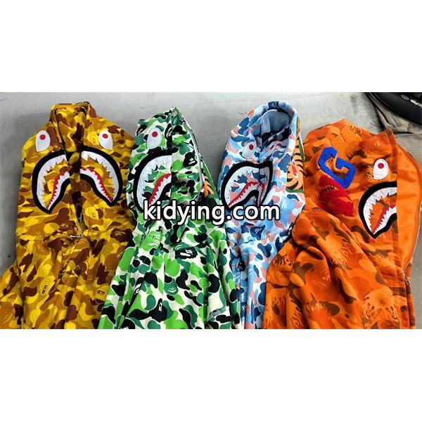 BAPE コピー 秋冬 復古 定番 グレー カモフラージュ シャーク 連帽 ジップアップ ベイプ-7