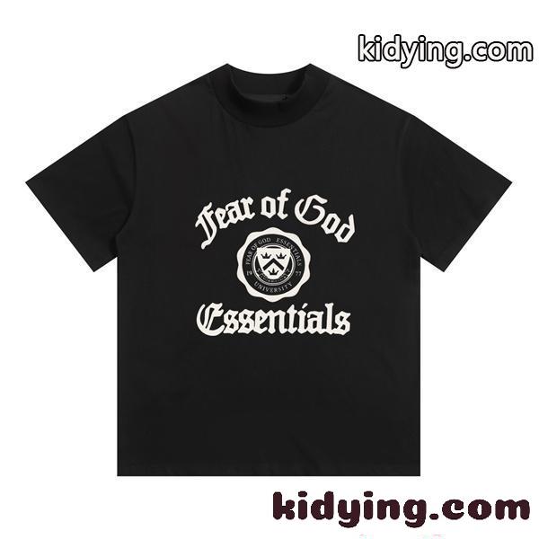 カレッジロゴ風 プリント 半袖Tシャツ ESSENTIALS ストリート系 カジュアル エッセンシャルズ 偽物-1