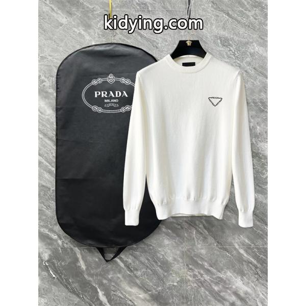 人気 ホワイト Prada プラダ ブラック トライアングルロゴ 売れ筋 上品  偽物 ニットセーター-2