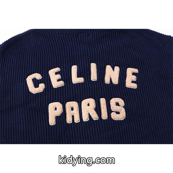 トレンド感溢れる カレッジ ニット ジップパーカー 人気 CELINE セリーヌ 偽物-7