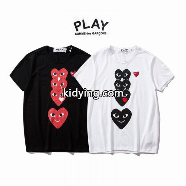 ギャルソンブランドロゴの色が服の色によって红黑と白黑の配色を採用され メンズｔシャツコピー-0