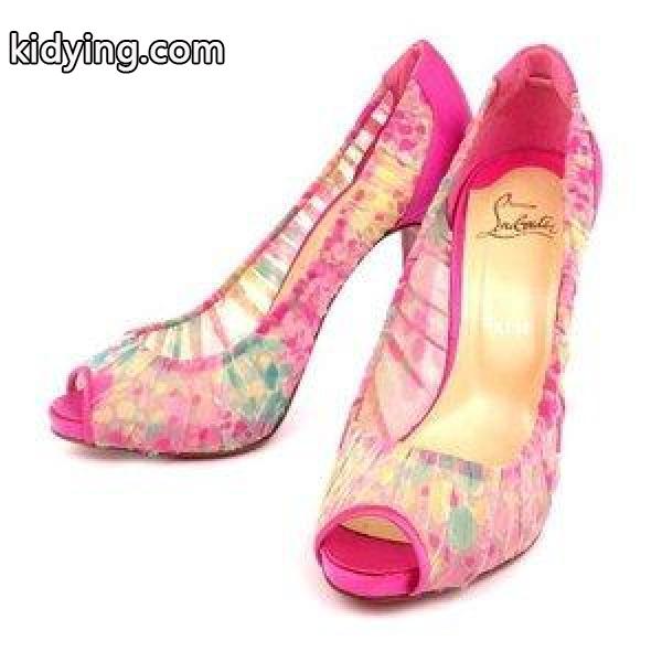 クリスチャンルブタン Christian louboutin パンプス オープントゥ レース シフォン ピンク マルチカラー 靴 ☆激安& ◇ レディース 通販 ショッピング-0