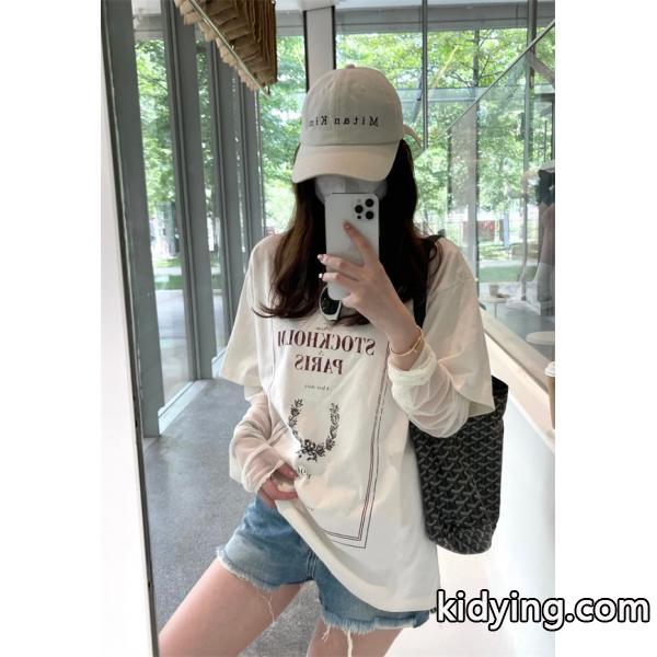 ACNE STUDIOS アクネ ストゥディオズ コピー 雰囲気 ホワイト グラフィック ロングTシャツ こなれ感-5