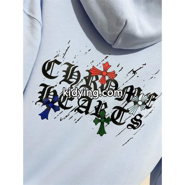 フーディ パーカー ライトブルー 2026新作コーデ リラックス CHROME HEARTS クロムハーツ コピー-3