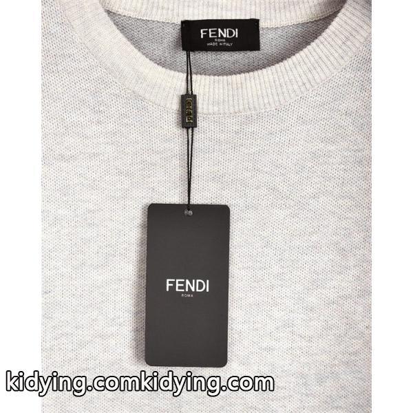 ニット FENDI フェンディ コピー メンズ 切替デザイン FF柄 ライトグレー  秋冬-2