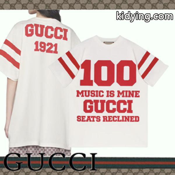 &100周年記念&GC ロゴプリント 半袖Tシャツスーパーコピー 2色選択可 ユニセックスのコットンジャージー-0