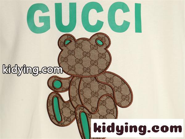 GUCCI テディベア Tシャツ グッチ コピー 高級感 刺繍 ベージュ 可愛い ロゴファッション-6