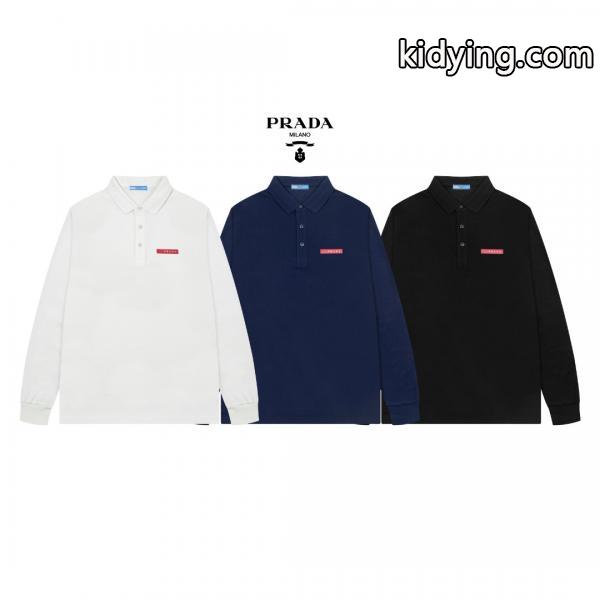 都会感 モード配色 控えめ主張 ミニロゴ ポロシャツ PRADA プラダ コピー-2