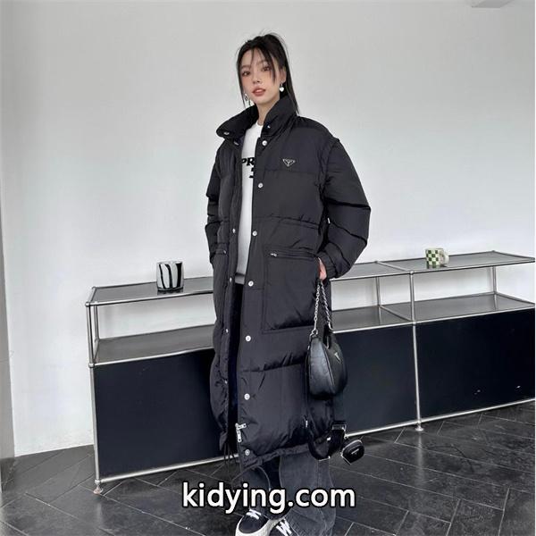 冬季限定 ブラック ロング丈 高級 保温 偽物 ダウンコート 季節限定モデル 人気 Prada プラダ-0