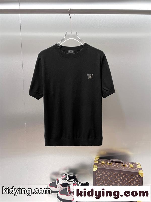 サマーニット風 ロゴワンポイント クルーネック きれいめカジュアル CELINE セリーヌ コピー 半袖Tシャツ-2