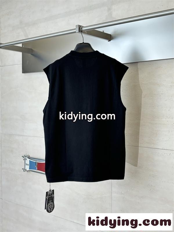 クロムハーツ メンズ ノースリーブTシャツ ブラック ホワイト 刺繍ロゴ入り Chrome Hearts コピー ノースリーブTシャツ カジュアル トップス-7