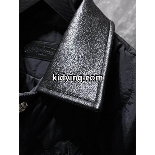 CHROME HEARTS 偽物 高級 シンプル キルティングジャケット レザー襟 防寒 クロムハーツ-1