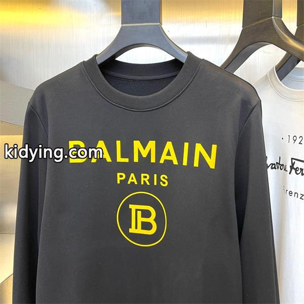 ホワイト 円领 レトロ字母ロゴ スウェット バルマン BALMAIN コピー 秋冬 着こなし上品 定番-4