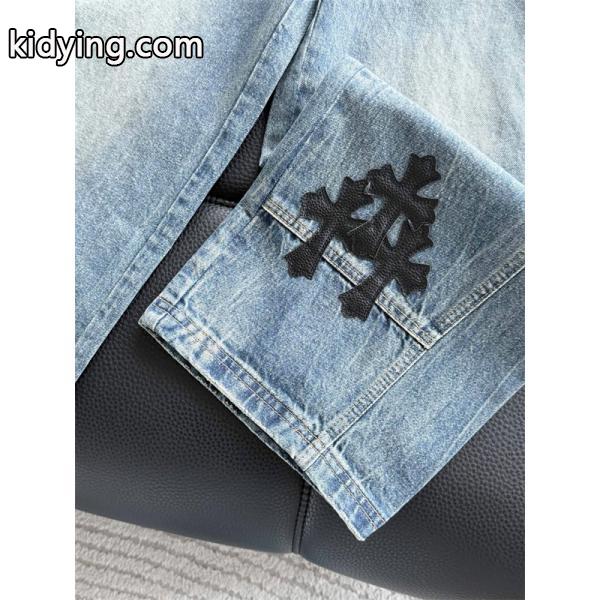 Chrome Hearts クロムハーツ 新作 グレー クロス刺繍デザイン コピー デニムパンツ 洗練-4