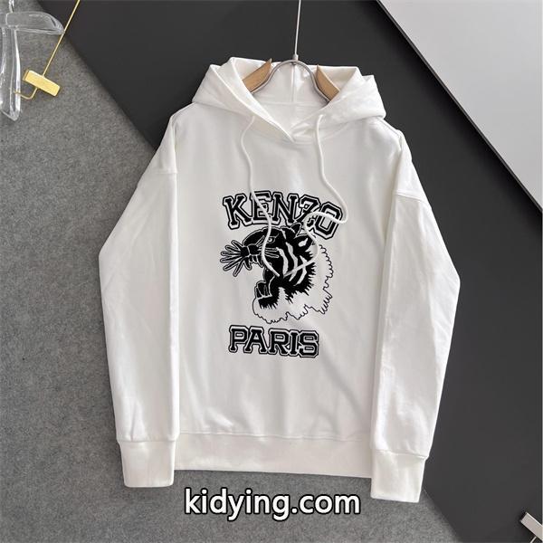 ケンゾー ホワイト 虎柄×ロゴダイナミックプリント パーカー KENZO コピー 秋冬 プレミアム トレンド-0