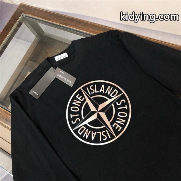 STONE ISLAND 長袖tシャツコピー 限定 上質 ベージュコンパスロゴ ホワイト ストーンアイランド-2