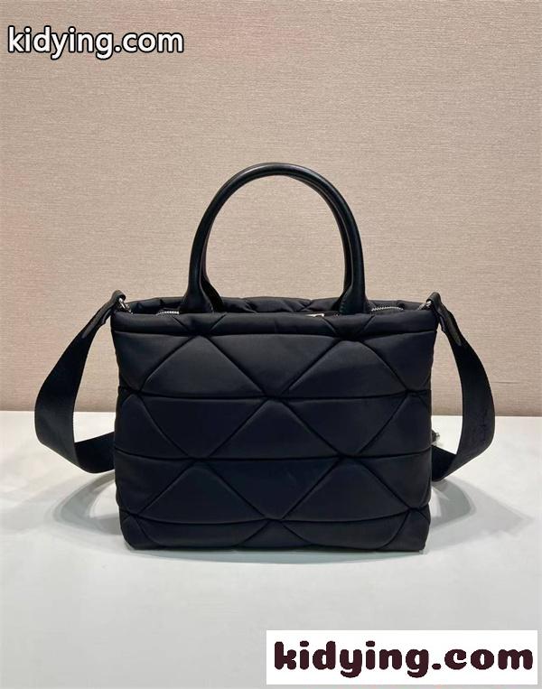 PRADA コピー プラダ ハンドバッグ ナイロンキルティング ブラック 2WAY ショルダーバッグ ミニポーチ付き 軽量 大容量 高級仕様 N級モデル レディース-2