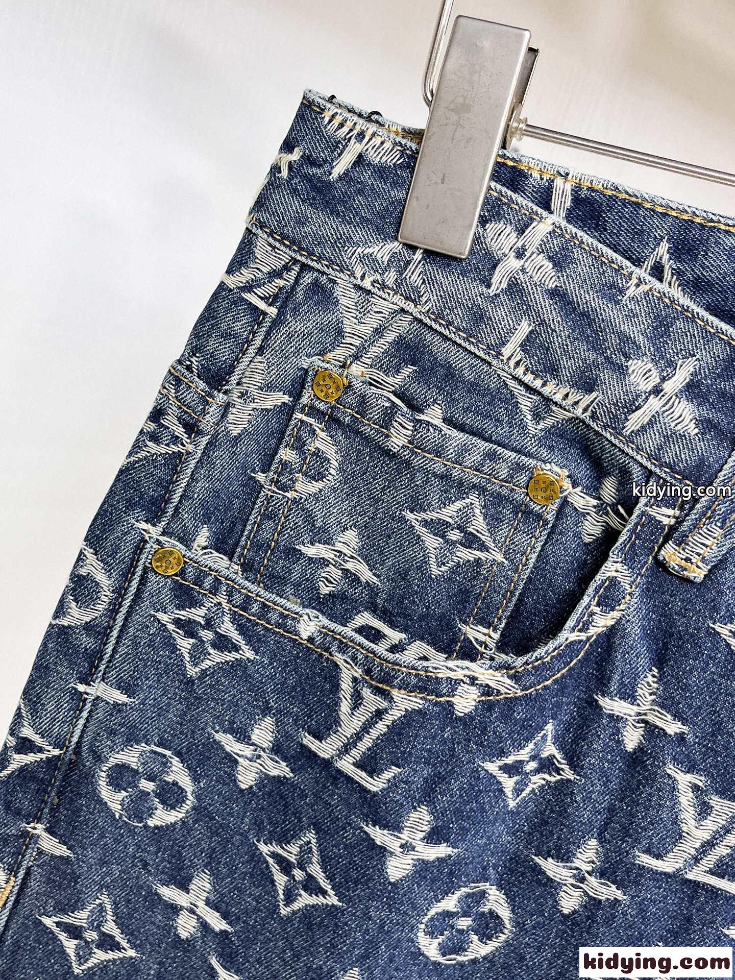 LOUIS VUITTON デニムパンツ メンズ ストレート ヴィンテージ加工 ルイヴィトン コピー 高級感 ストリート-8