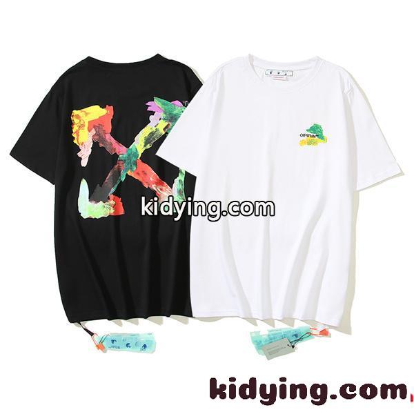 新作入荷本物保証コットン生地光沢tシャツレディースシンプルホワイトOff-Whiteオフホワイト 半袖 コピー-0