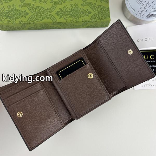 グッチ スーパーコピー 三つ折り財布 GGスプリーム ピンクレザー ウェブライン 可愛い 人気 モデル GUCCI-1