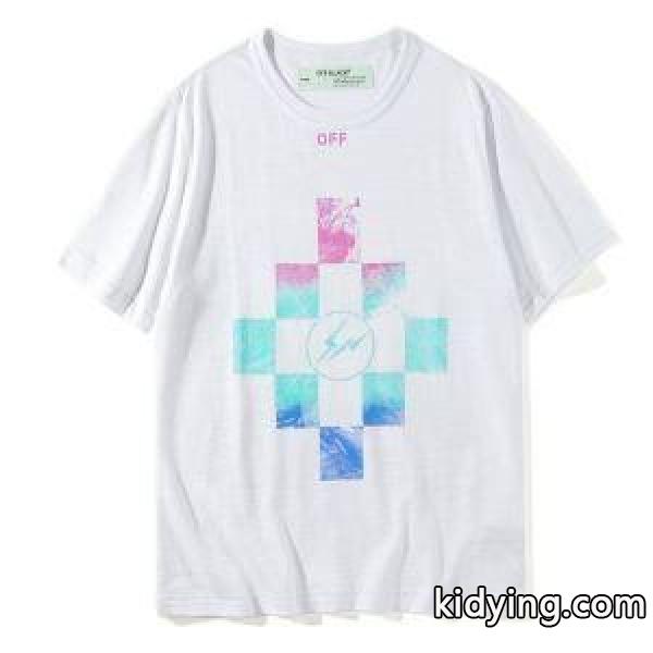 ☆夏季限定☆オフホワイト サンダーイラスト Tシャツ 2018人気モデル off-white 半袖 夏着 個性 メンズ ファッション-0