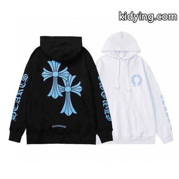 CHROME HEARTS 偽物 パーカー 爽快 魅力 ブルークロスデザイン ブラックホワイト クロムハーツ-1