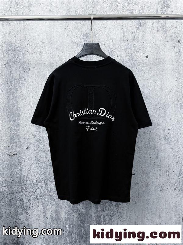 清潔感 軽やか 半袖 ディオール コピー Tシャツ ホワイト ブラック 刺繍 夏 Dior メンズ 夏 カジュアル-6