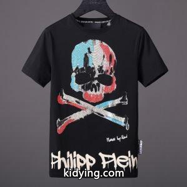 耐久性に優れた重量感のPHILIPP PLEINフィリッププレイン激安のメンズクルーネック半袖Tシャツ激安トップス-1