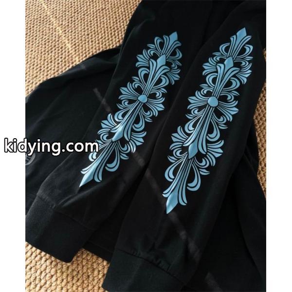 CHROME HEARTS スーパーコピー 個性派 モダンストリート ブラック 長袖Tシャツ ブループリントロゴ クロムハーツ-1