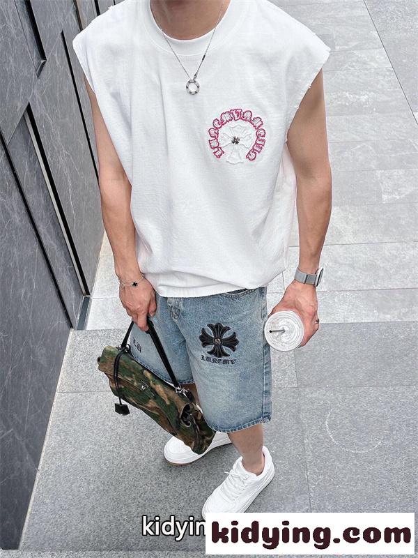 入手困難 CHROME HEARTS クロス刺繍 クロムハーツ コピー ノースリーブ ブラック タンクトップ 夏主役-4