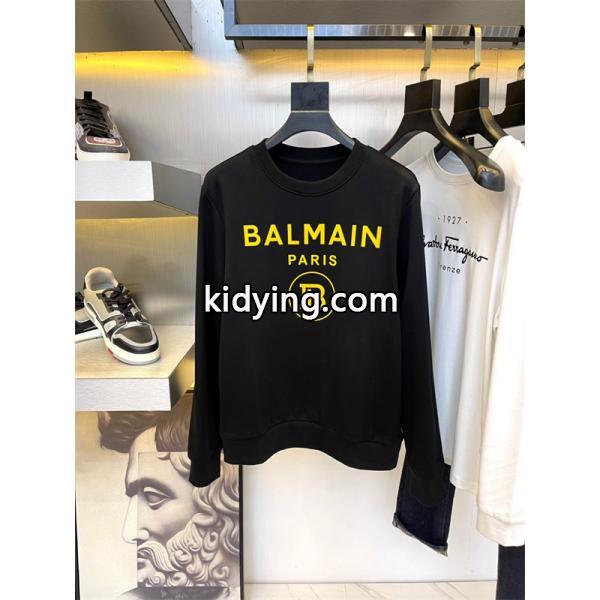 ホワイト 円领 レトロ字母ロゴ スウェット バルマン BALMAIN コピー 秋冬 着こなし上品 定番-2