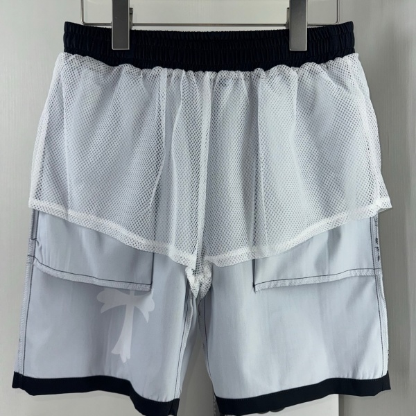 ホワイトクロス入りブラックスイムショーツ Chrome Hearts 激安 通気メッシュ仕様 クロムハーツ休闲ハーフパンツ-2