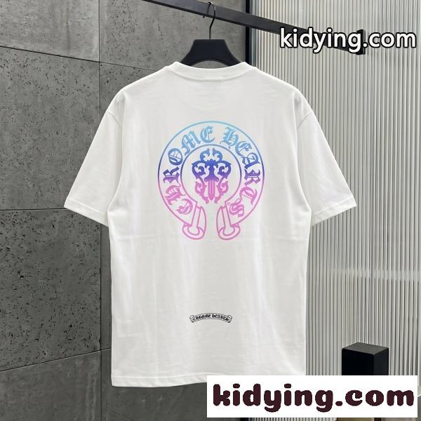 CHROME HEARTS コピー クロムハーツ コピー グラデーションホースシューTEE ネオンロゴ バックプリント半袖 注目度高め-1