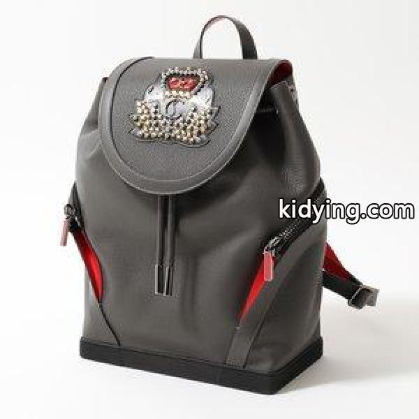 Christian Louboutin クリスチャンルブタン 3175045 スタッズ装飾 レザー バックパック リュック エンブレムパッチ バッグ カラーI132/CHARBON メンズ :300227206:インポートセレクト musee - 通販ショッピング-0