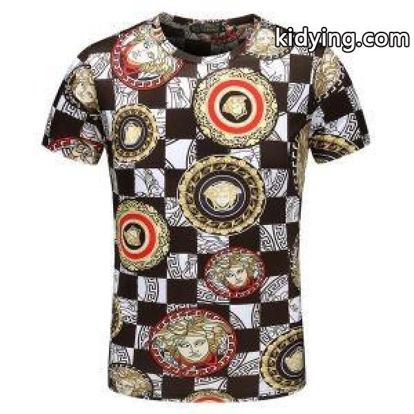 今季注目のVERSACEヴェルサーチＴシャツ激安のブラック、コーヒー色のメンズクルーネックＴシャツ通販品-1