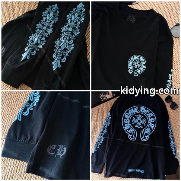 CHROME HEARTS スーパーコピー 個性派 モダンストリート ブラック 長袖Tシャツ ブループリントロゴ クロムハーツ-0