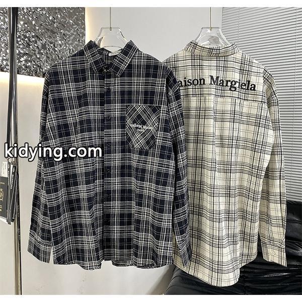 大人気メゾン マルジェラMM6 長袖シャツコピー Maison Margielaチェック柄メンズファッション逸品 カジュアル-0