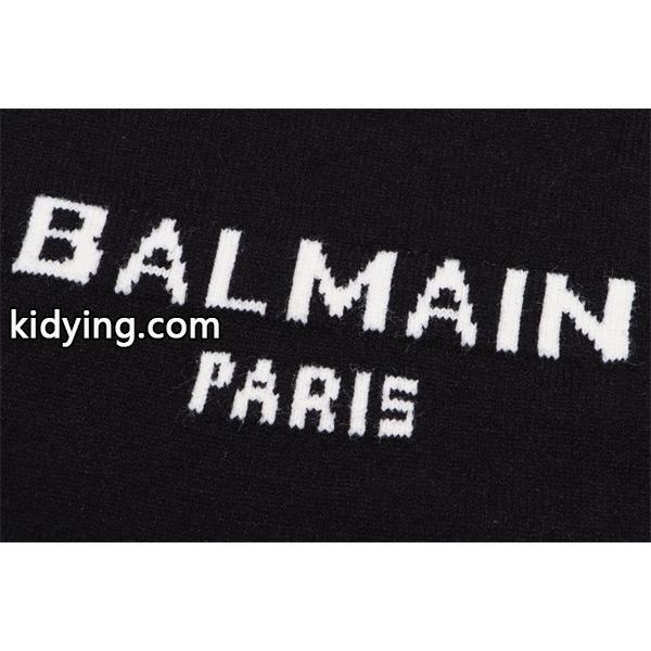 BALMAIN コピー 秋冬 スポーティ 定番 ブラック × ホワイト ベースボール風 ニットセーター バルマン-2
