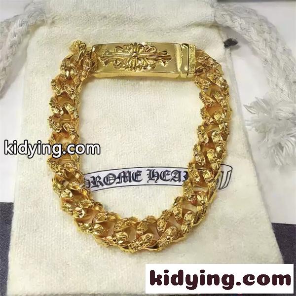 お洒落2色♥クロムハーツブレスレットコピーCHROME HEARTS アクセサリー人気ゴールド色☆シルバー-1