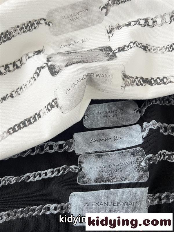 プリント アレキサンダーワン コピー Tシャツ チェーンモチーフ Alexander wang モノトーン系 個性派 ペア対応-5