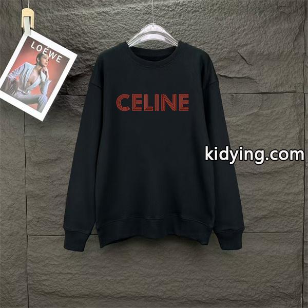 魅力!2025秋冬温かさ重視 ブラック ミニマルロゴ スウェット CELINE セリーヌ コピー-0
