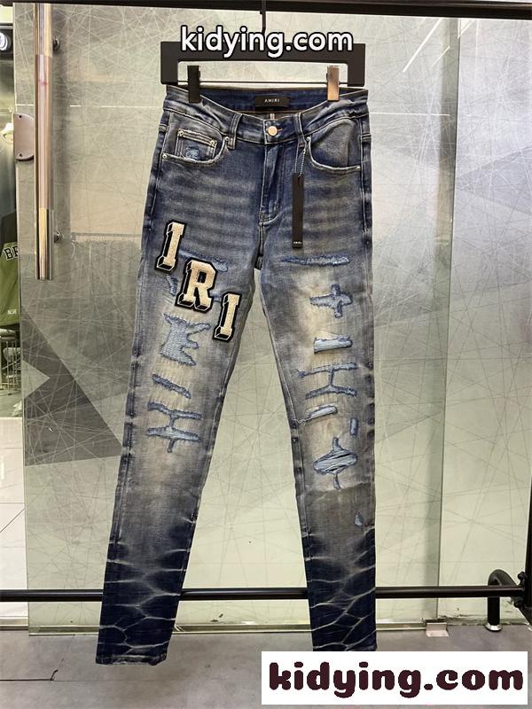 アミリ コピー デニムパンツ インディゴブルー AMIRI 2026新作 ダメージ加工 スリムシルエット-6
