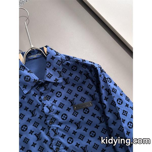 2025秋冬 総柄 シャツ ブルー 長袖 メンズ お洒落 LOUIS VUITTON ルイヴィトン コピー-6