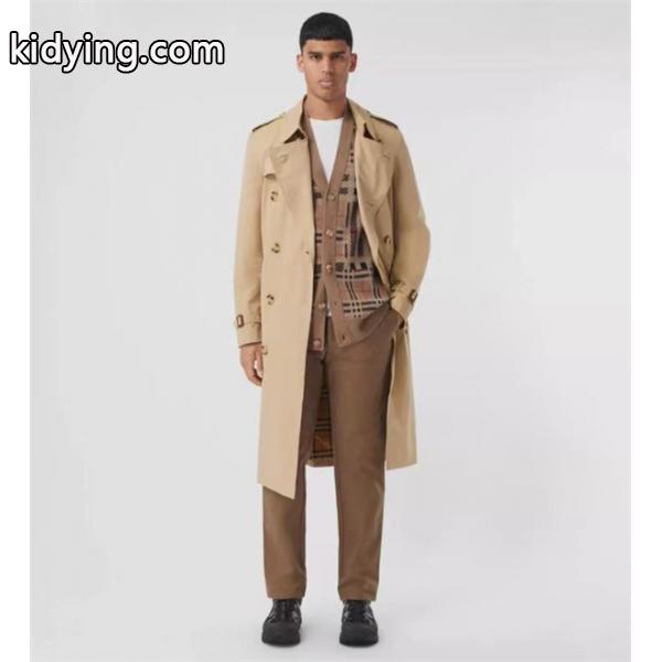 BURBERRY 激安 メンズ 2025新作 ロングトレンチコート ケンジントンフィット 英国製ギャバジン 細身シルエット ビジネス&カジュアル対応-0