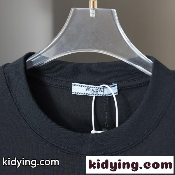PRADA プラダ メンズ 半袖Tシャツ ナイロンポケット 三角ロゴ 無地 ミニマル 上品 軽量 快適 モダン-2