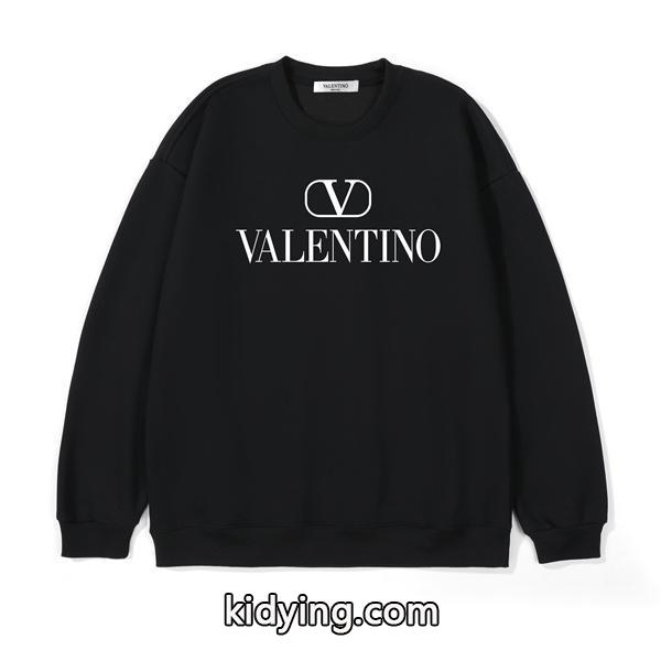 Valentino 偽物 2025秋冬コーデ  注目ブラック × グレー 2 色 V ロゴ 円领 スウェット ヴァレンティーノ-1