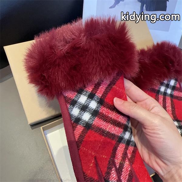 Burberry バーバリー コピー 激安 レディース グローブ チェック柄 ファー付き ウール 保温 冬 新作 エレガントデザイン-2